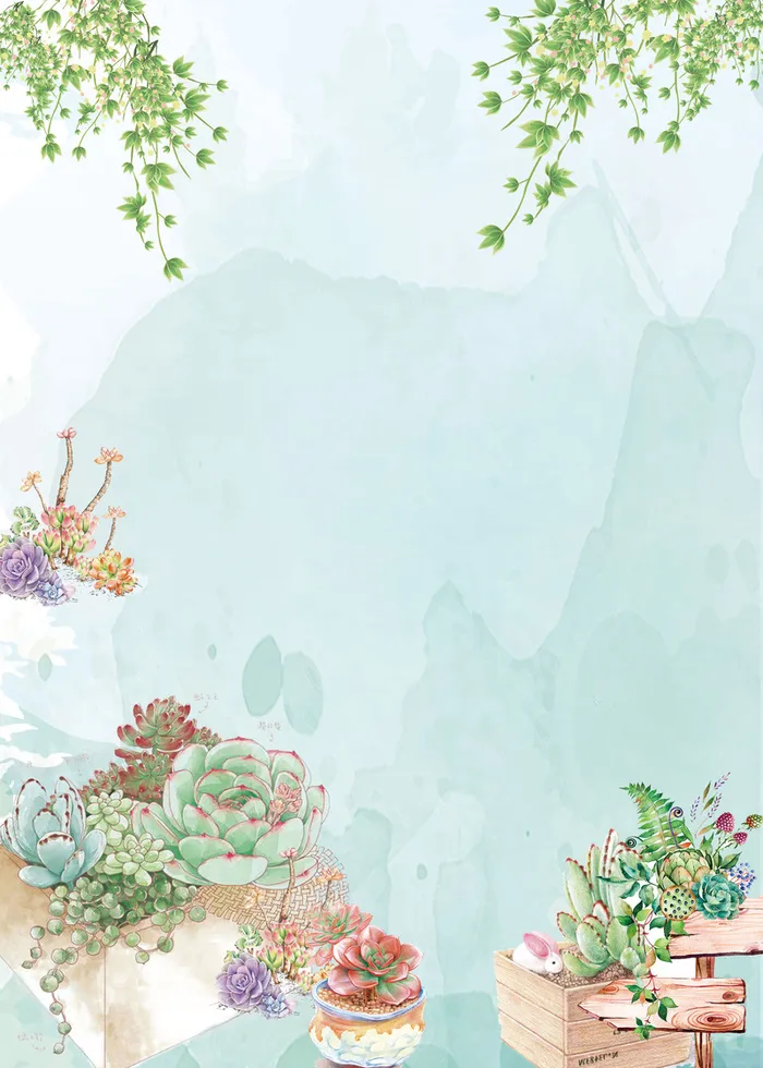 绿色手绘春季新品花卉背景高清