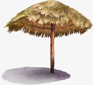 卡通手绘毛草凉亭免抠