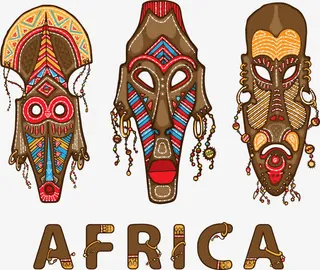 棕色花纹面具矢量图免抠