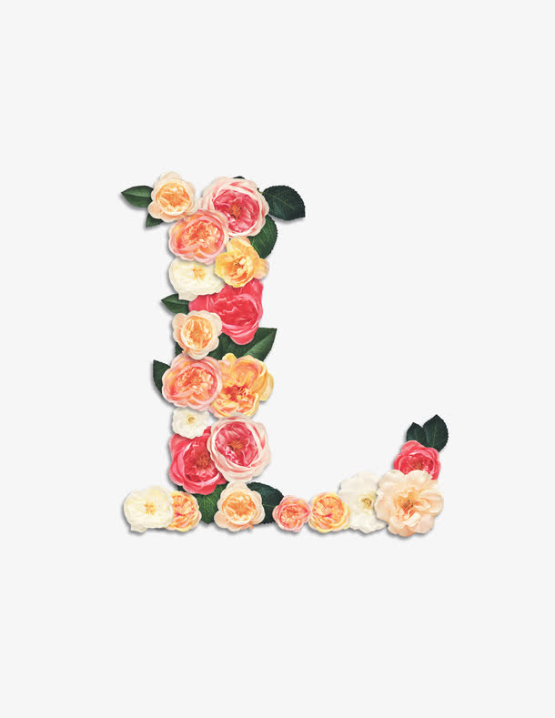鲜花拼字母L免抠