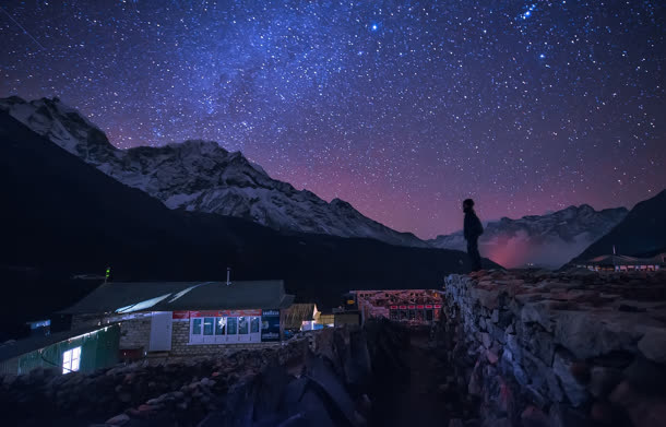 夜空浪漫流星乡村免抠