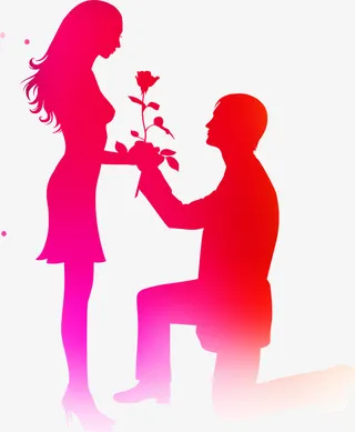 情人节情侣剪影免抠