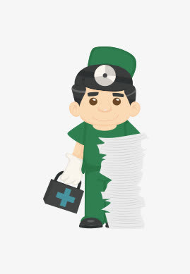 绿色衣服男护士纸张免抠