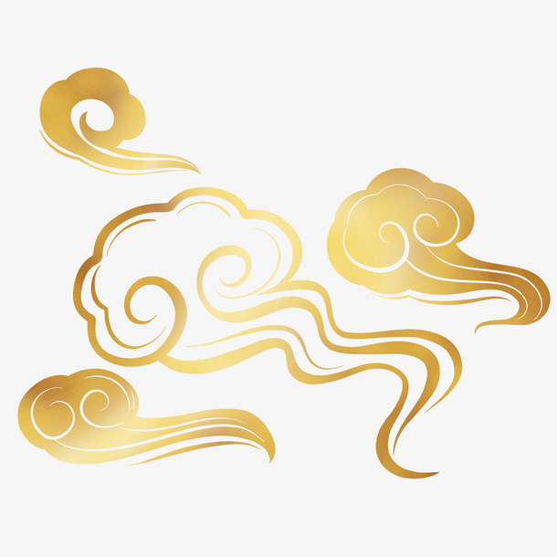 烫金中国风浮云免抠
