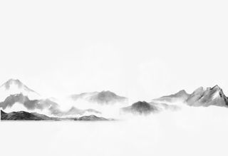 群山，水墨画免抠