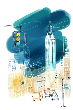 城市插画海报背景高清