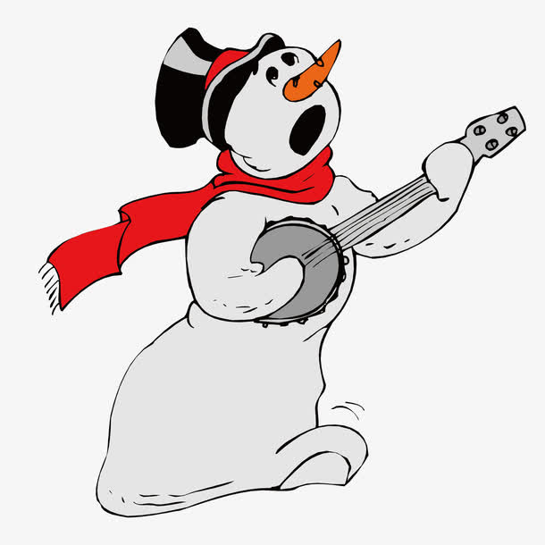 弹吉他的雪人免抠