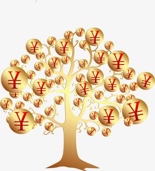 矢量金色摇钱树免抠