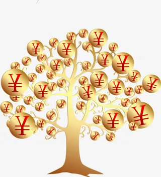矢量金色摇钱树免抠