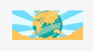 卡通 蓝色背景 放射形背景 海