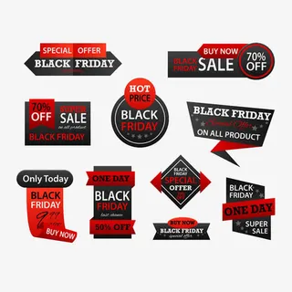 红色星期五促销标签免抠