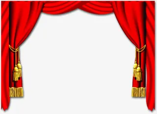 红色窗帘帷幕免抠