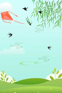 简约小清新春天海报高清卡通手绘背景 简约小清新春天海报高清卡通手绘背景