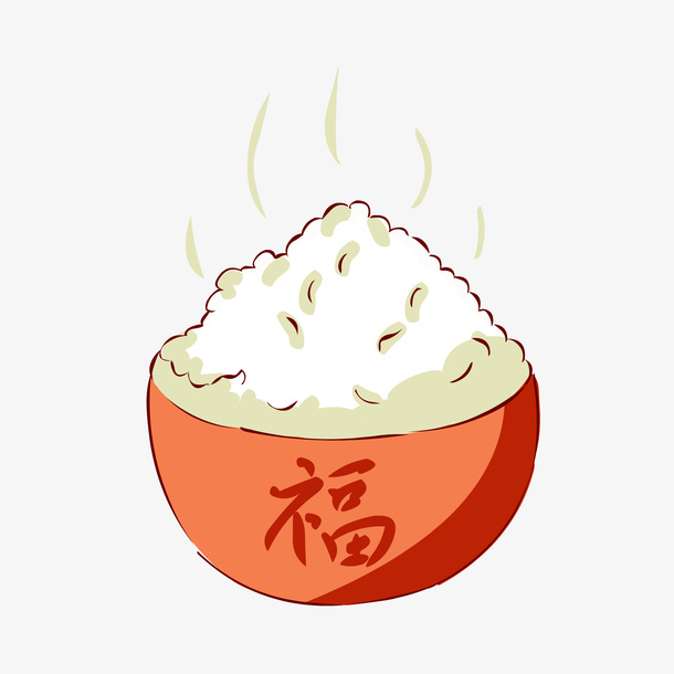 冬季热气腾腾的简笔画小清新美食热米饭免抠