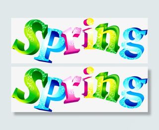 卡通创意设计春天字母免抠