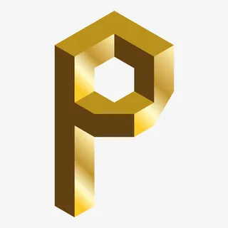 金色c4d英文字母P立体艺术字免抠