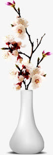 手绘粉色梅花花瓶免抠