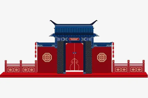 中国风喜庆古典门头免抠