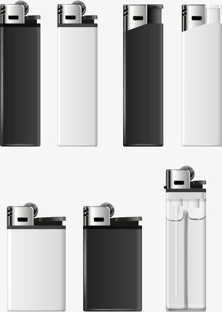 黑白色调打火机矢量素材免抠