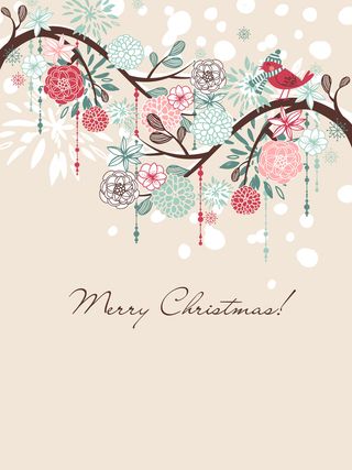 小清新花纹树枝圣诞背景素材高清