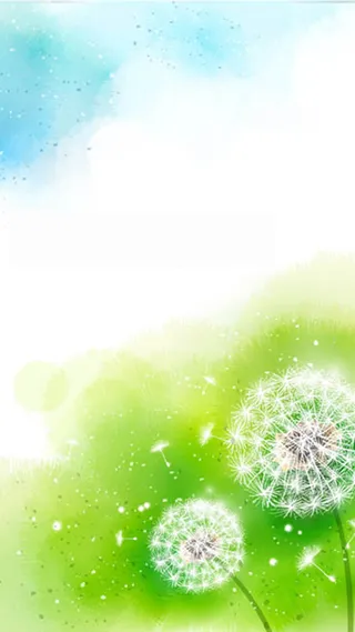 绿色渐变蒲公英图案H5背景元素高清