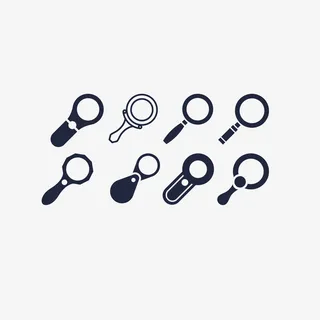 矢量卡通放大镜剪影图标免抠