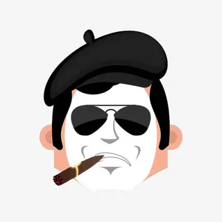 卡通戴墨镜和贝雷帽抽雪茄的艺术免抠