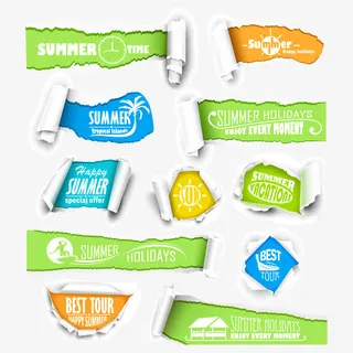 夏季撕纸banner矢量素材