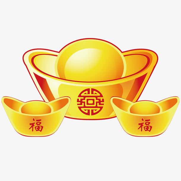 矢量金色金元宝免抠