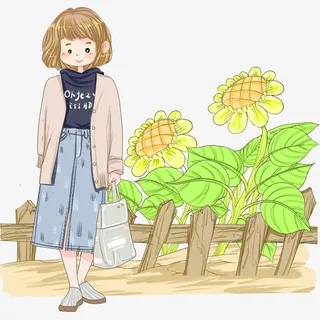 秋天向日葵女孩免抠