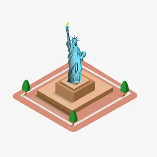 自由女神像  卡通 手绘 插画 元素免抠