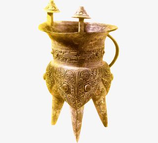 黄色中国风古代酒尊免抠