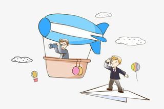站在纸飞机上眺望的人免抠