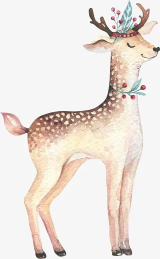 梅花鹿手绘卡通甜美风免抠