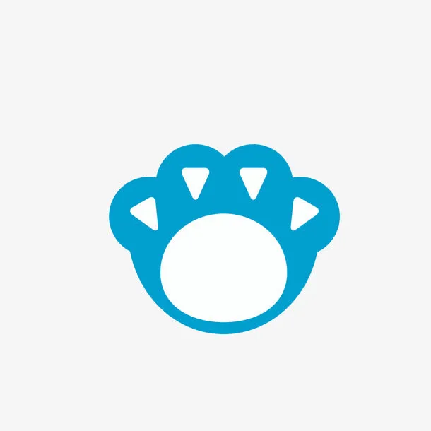 蓝色白色猫爪免抠