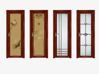 现代简约玻璃平开门免抠