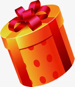 橙色圆形礼盒印章免抠