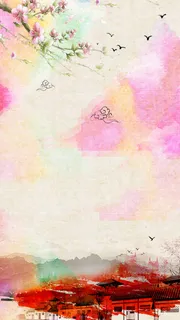 彩色水墨风景踏青手机端H5背景素材高清