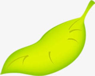 手绘清新绿色渐变树叶免抠