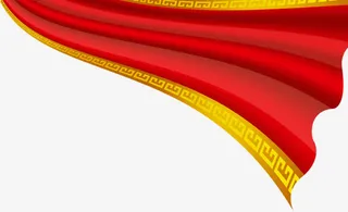 中秋节红色黄边丝带免抠