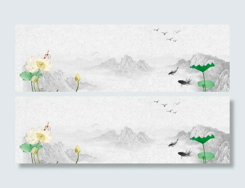 淡雅中国风水墨画banner背景高清