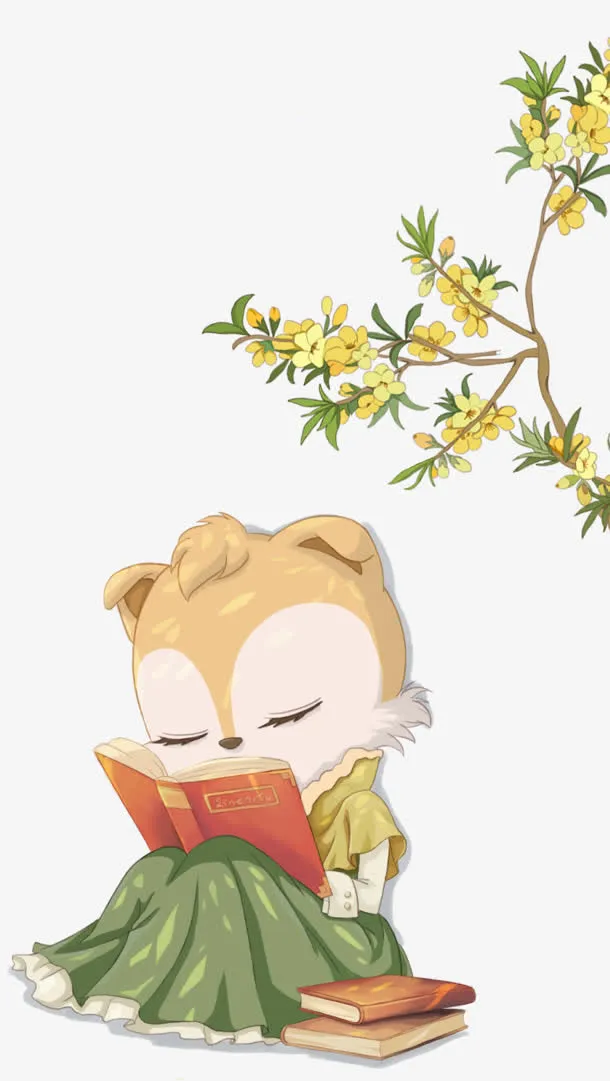 手绘黄色花朵树枝装饰免抠