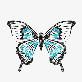水彩绘蓝色蝴蝶矢量图免抠