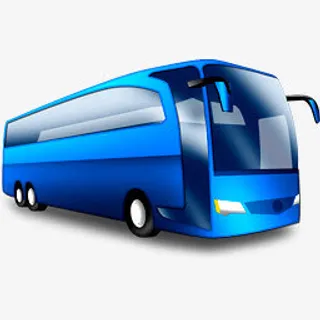 手绘蓝色卡通大巴免抠
