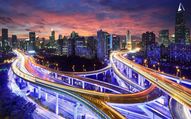 夜空城市高架桥海报背景