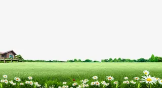 乡村木屋草地背景素材