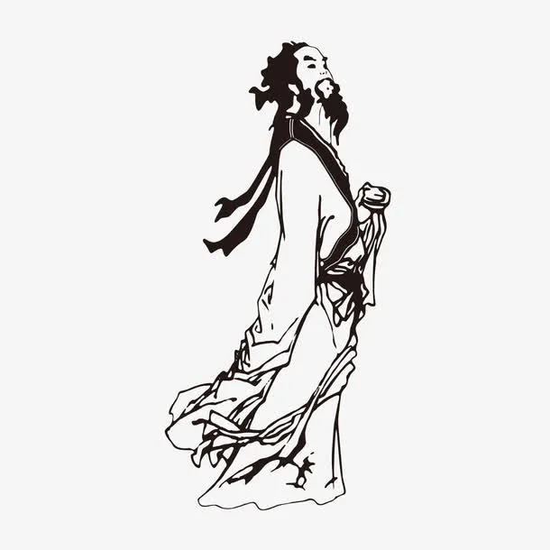 古代人物李白素描免抠