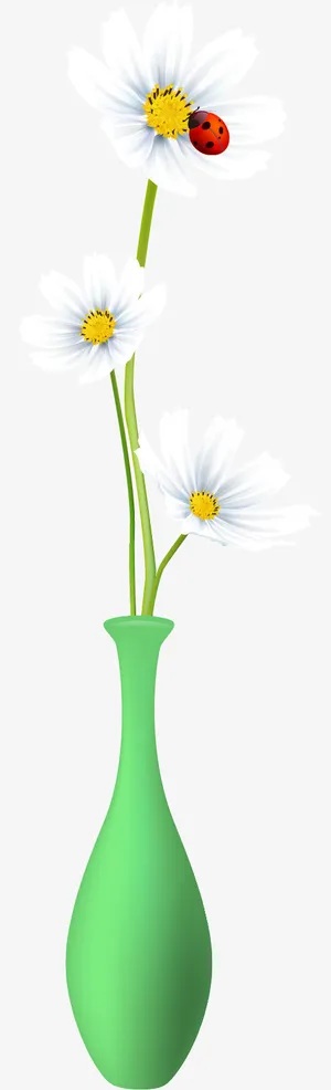 卡通清新春天花瓶树免抠