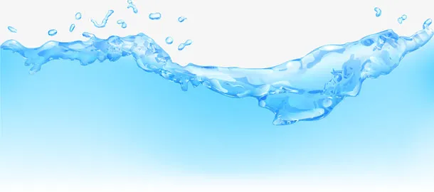 蓝色清新水流免抠