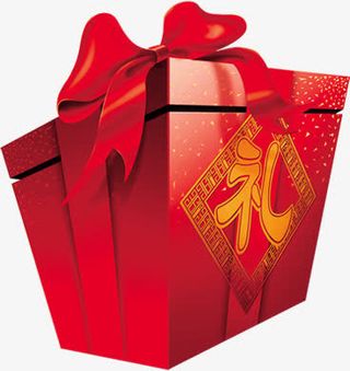 中国风红色礼盒海报免抠